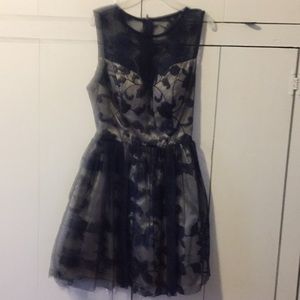 Blue and cream lace dress